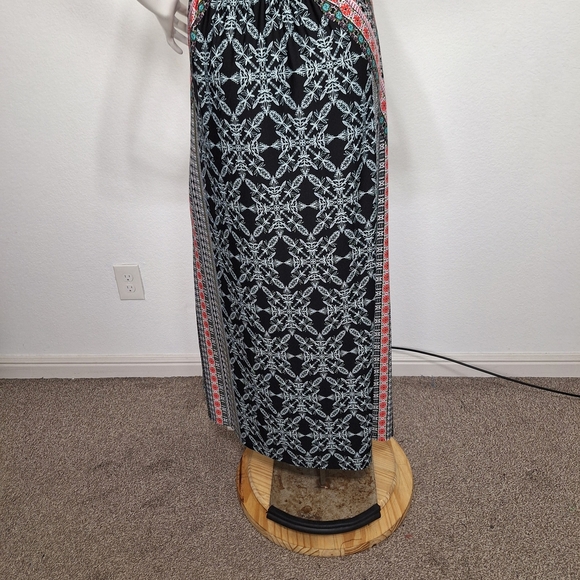 B. Calm Black Muti Keyhole Floral Boho Romantic Halter Neck Maxi Dress Size XL - Picture 9 of 13